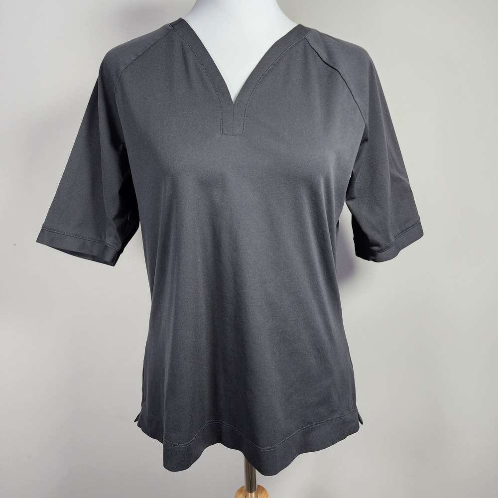 Mountain Equipment Co op MEC Short Sleeve Top Womens Large Black V Neck Athletic